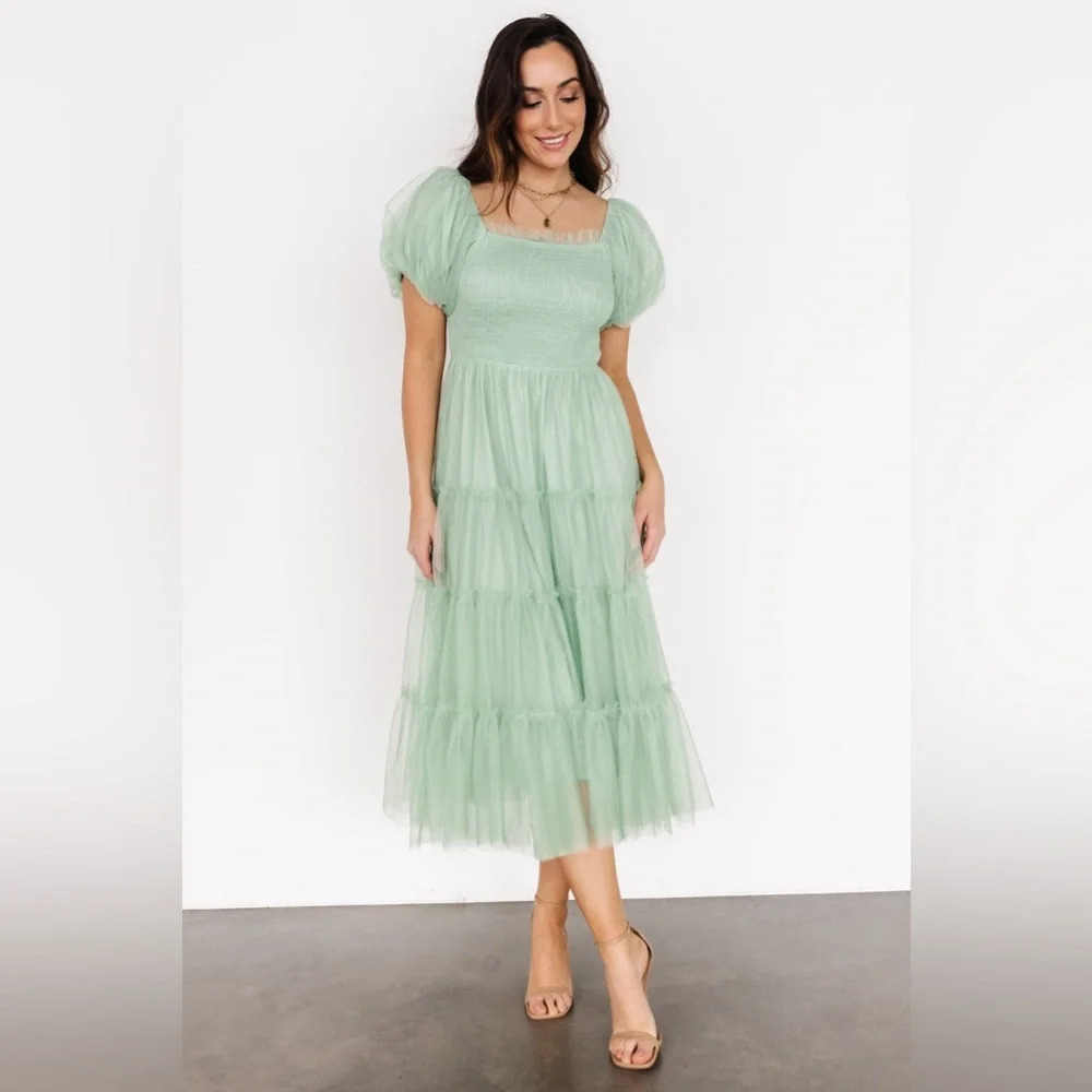 Pinkblush tulle mint sage midi dress nwt - Picture 3 of 7